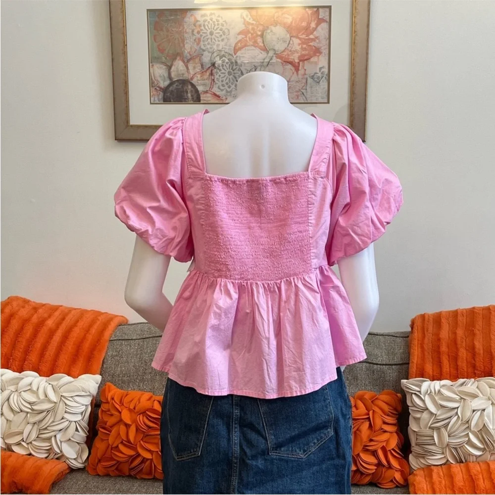 ❣️🆕Old Navy May All Day Pink Puff Sleeve Babydoll Top❣️